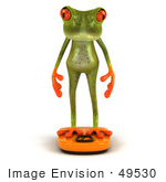 #49530 Royalty-Free (Rf) Illustration Of A 3d Red Eyed Tree Frog Standing On A Scale - Pose 1
