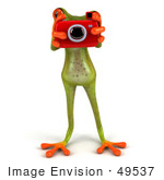 #49537 Royalty-Free (Rf) Illustration Of A 3d Red Eyed Tree Frog Using A Red Camera