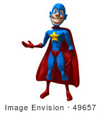 #49657 Royalty-Free (Rf) Illustration Of A 3d Masked Superhero Presenting