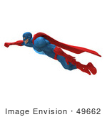 #49662 Royalty-Free (Rf) Illustration Of A 3d Powerful Superhero Flying - Version 1
