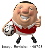 #49758 Royalty-Free (Rf) Illustration Of A 3d Chubby Soccer Player Carrying A Ball And Giving The Thumbs Up - Pose 1