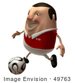 #49763 Royalty-Free (Rf) Illustration Of A 3d Chubby Soccer Player Kicking A Ball - Version 2