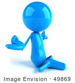 #49869 Royalty-Free (Rf) Illustration Of A 3d Blue Guy Mascot Meditating - Pose 2