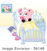 #56148 Royalty-Free (Rf) Clip Art Of A Sick Piggy Resting In Bed