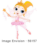 #56157 Royalty-Free (Rf) Clip Art Of A Pretty Blond Ballerina Fairy Girl Using A Magic Wand