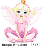 #56162 Royalty-Free (Rf) Clip Art Of A Blond Fairy Princess In Pink Sitting On The Ground
