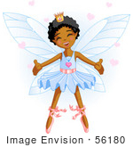 #56180 Clip Art Of A Happy Dancing African American Ballerina Fairy Princess In Blue