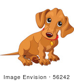 #56242 Royalty-Free (RF) Clip Art Of A Beige Weiner Dog Puppy Sitting by pushkin