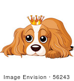 #56243 Royalty-Free (RF) Clip Art Of A Spoiled Cocker Spaniel Puppy Wearing A Crown by pushkin