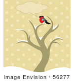 #56277 Royalty-Free (RF) Clip Art Chatty Robin Bird Sitting On Top Of A Winter Tree With A Text Balloon by pushkin