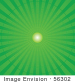 #56302 Royalty-Free (Rf) Clip Art Illustration Of A Green Radial Burst Background Of Light Rays