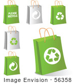 #56358 Royalty-Free (Rf) Clip Art Illustration Of A Digital Collage Of Gray And Green Eco Shopping Bags