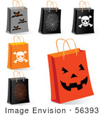 #56393 Royalty-Free (Rf) Clip Art Illustration Of A Digital Collage Of Halloween Shopping Bags