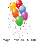 #56430 Royalty-Free (Rf) Clip Art Illustration Of Colorful Party Balloons Floating With Star Confetti
