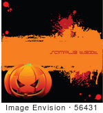 #56431 Royalty-Free (Rf) Clip Art Illustration Of A Grungy Black And Orange Halloween Pumpkin Background With Sample Text For Visual Purposes