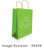 #56459 Royalty-Free (Rf) Clip Art Illustration Of A Recycle Arrow Icon On A Green Shopping Bag