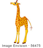 #56475 Royalty-Free (RF) Clip Art Illustration Of A Tall Female Giraffe With Long Eyelashes by pushkin