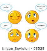 #56528 Royalty-Free (Rf) Clip Art Illustration Of A Digital Collage Of Four Happy And Sad Emoticon Faces With Statements