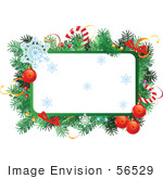 #56529 Royalty-Free (Rf) Clip Art Illustration Of A Christmas Text Box With Garland Candy Canes Baubles And Snowflakes