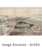 #61053 Royalty-Free Historical Illustration Of An Aerial Veiw Down On Boston Masachusetts