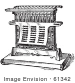#61342 Retro Clipart Of A Vintage Antique Electric Toaster In Black And White - Royalty Free Vector Illustration