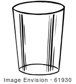 #61930 Clipart Of A Glass Cup In Black And White - Royalty Free Vector Illustration