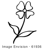 #61936 Clipart Of A Flower In Black And White - Royalty Free Vector Illustration