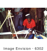 #6302 Picture Of A Villagers Watching A Motehun Sierra Leone Weaver Practicing His Craft