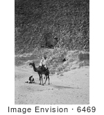 #6469 Men And Camel Near The Entrance To The Great Pyramid
