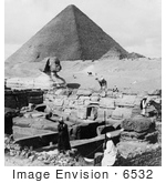 #6532 Granite Temple Sphinx And Great Pyramid