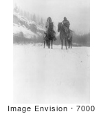 #7000 Two Apsaroke Indian Men On Horses In Winter
