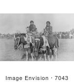 #7043 Stock Photography: Two Crow Indian Girls On Horseback
