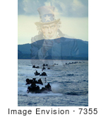 #7355 Stock Image: Uncle Sam Merged With Gulf Of Thailand Amphibious Vehicles