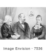 #7536 Picture Of President Garfield With His Mother And Wife