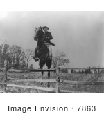#7863 Picture Of Roosevelt On Horse Jumping Over Fence