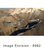 #8982 Picture Of Five Fighter Jets Over Sawtooth Mountains