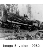 #9582 Picture Of People And Log On A Logging Train