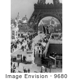 #9680 Picture Of Tourists Walking Under The Eiffel