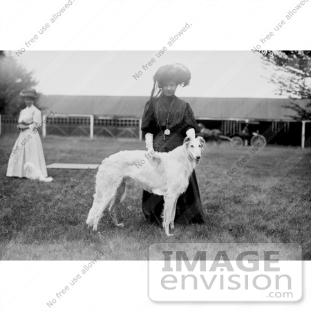 #10752 Picture of a Woman With a Russian Wolf Hound by JVPD