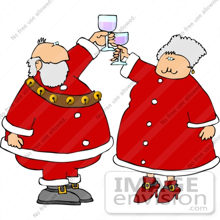 mrs santa claus clip art. #12514 Mrs and Mr Santa Claus Toasting With Wine Clipart by DJArt