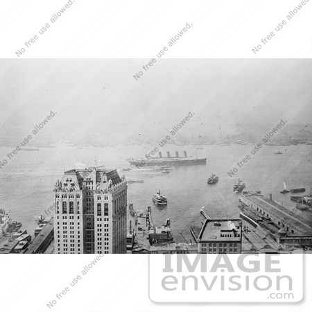 #12827 Picture of the Lusitania at Harbor in New York City by JVPD
