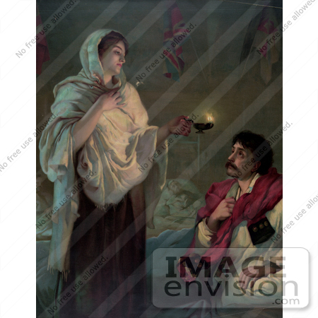 #12848 Picture of Florence Nightingale With a Lamp Near a Man by JVPD