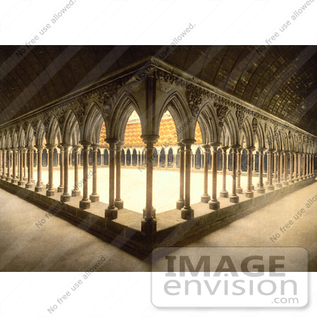 #13592 Picture of Monks Promenade With Arcade and Pillars, Mont Saint-Michel, France by JVPD
