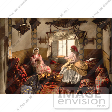 #14347 Picture of Three Moorish Women Chatting Indoors by JVPD
