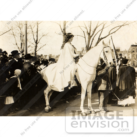 #1593 Photograph of Lawyer Inez Boissevain on a White Horse by JVPD