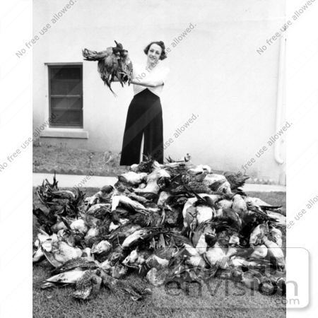 #16077 Picture of a Woman Near a Pile of Dead Game Birds by JVPD