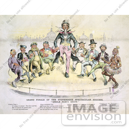 #16196 Picture of Uncle Sam and 8 Men Dancing by JVPD