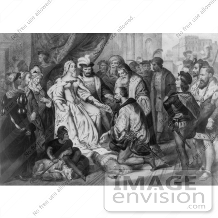 #1629 Christopher Columbus Kneeling in Front of Queen Isabella I - Bla by JVPD