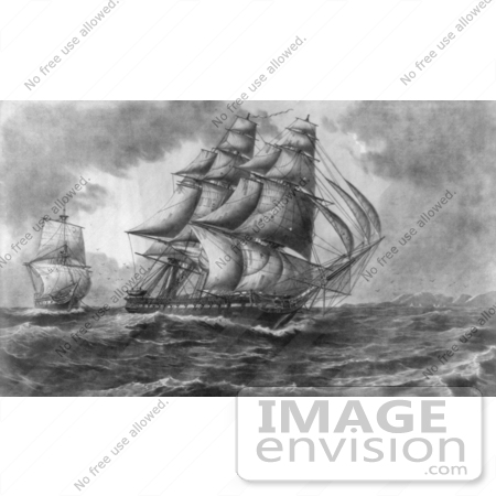 #1670 U.S.S. Constitution Towing the H.B.M. Ship Cyane by JVPD