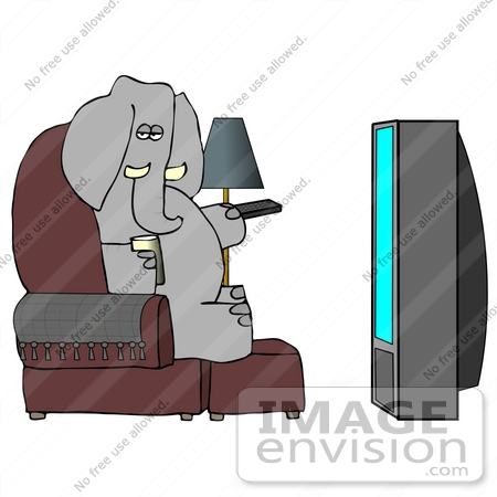 Gray Chairs on Gray Elephant In A Chair Watching Tv Clipart    17461 By Djart